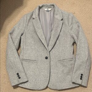 Old Navy Light Gray Women's Blazer Wool Blend Suit Jacket Button Medium